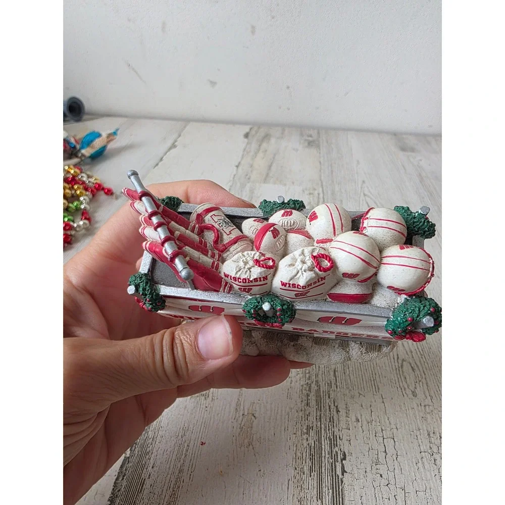 Danbury mint train football Wisconsin Badgers equipment Santa Express Xmas tree